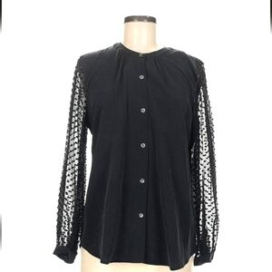 Rails Black Silk Long Sleeve Blouse M